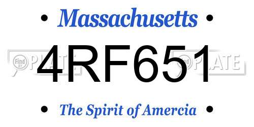 4RF651 Massachusetts License Plate