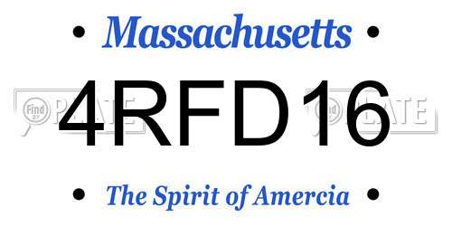 4RFD16 Massachusetts License Plate