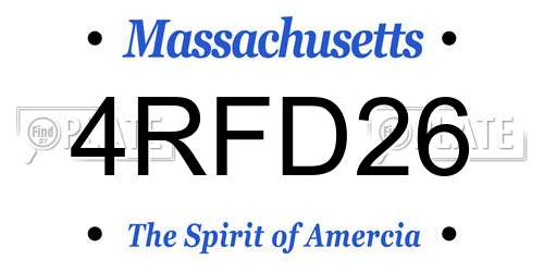 4RFD26 Massachusetts License Plate