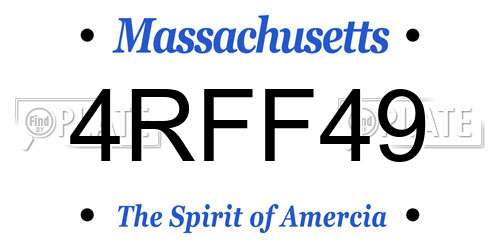 4RFF49 Massachusetts License Plate