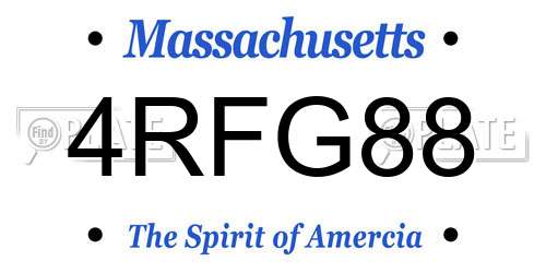 4RFG88 Massachusetts License Plate