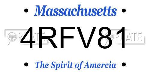 4RFV81 Massachusetts License Plate