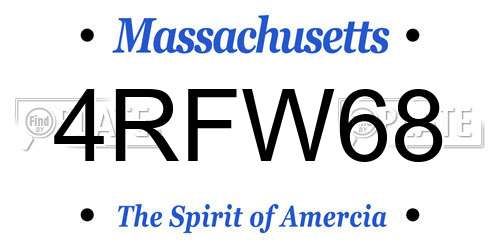 4RFW68 Massachusetts License Plate