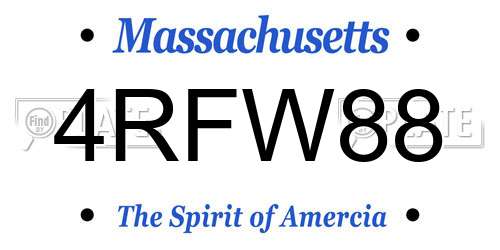 4RFW88 Massachusetts License Plate