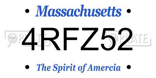 4RFZ52 Massachusetts License Plate