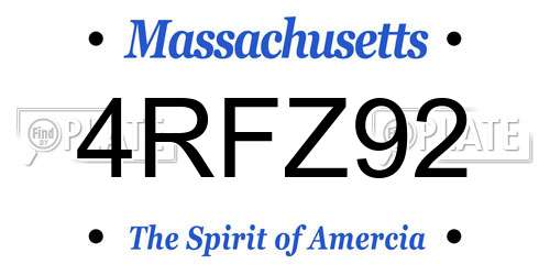 4RFZ92 Massachusetts License Plate