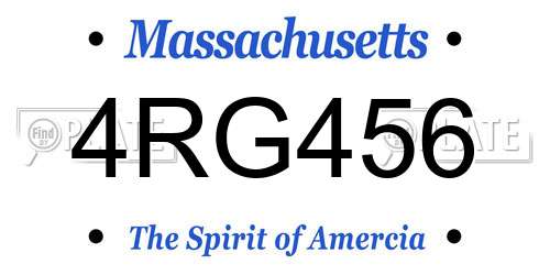 4RG456 Massachusetts License Plate