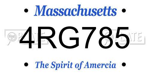 4RG785 Massachusetts License Plate