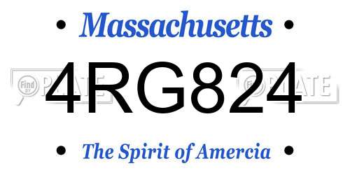 4RG824 Massachusetts License Plate
