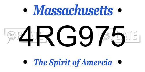 4RG975 Massachusetts License Plate