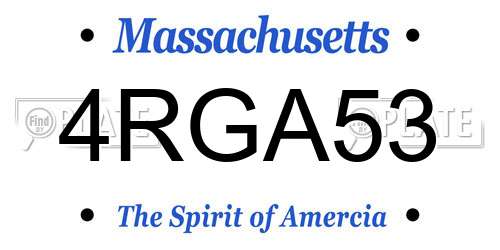 4RGA53 Massachusetts License Plate