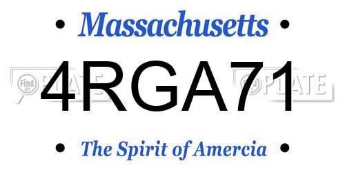 4RGA71 Massachusetts License Plate