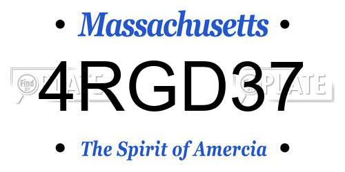 4RGD37 Massachusetts License Plate
