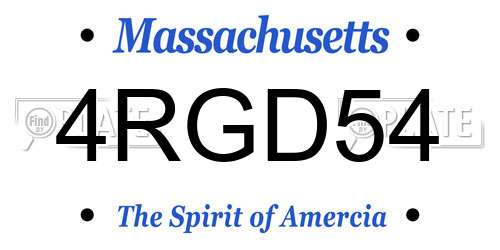 4RGD54 Massachusetts License Plate