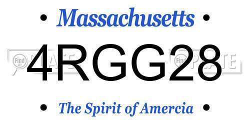 4RGG28 Massachusetts License Plate