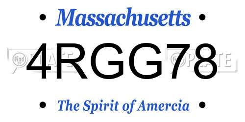 4RGG78 Massachusetts License Plate
