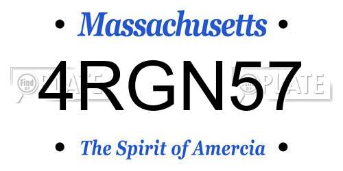 4RGN57 Massachusetts License Plate