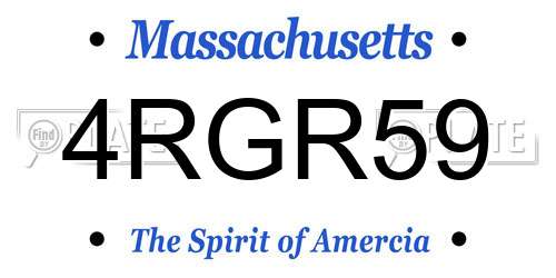 4RGR59 Massachusetts License Plate
