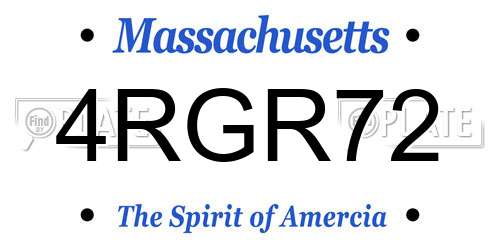 4RGR72 Massachusetts License Plate