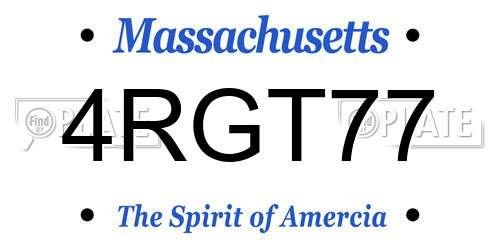 4RGT77 Massachusetts License Plate