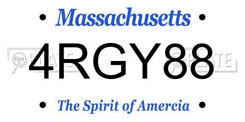 4RGY88 Massachusetts License Plate