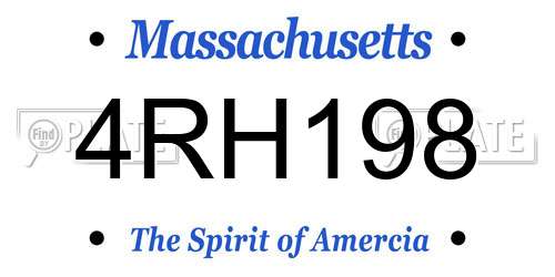4RH198 Massachusetts License Plate