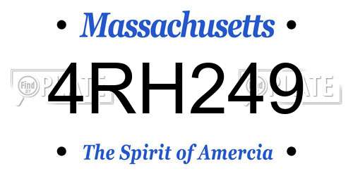 4RH249 Massachusetts License Plate
