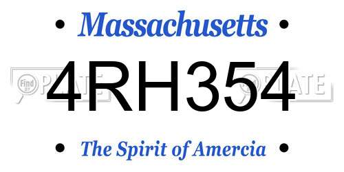 4RH354 Massachusetts License Plate