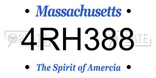 4RH388 Massachusetts License Plate