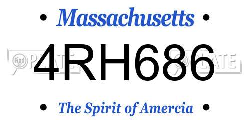 4RH686 Massachusetts License Plate