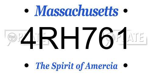 4RH761 Massachusetts License Plate