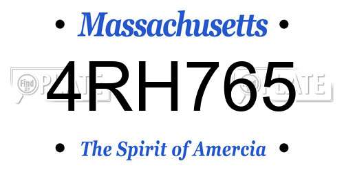 4RH765 Massachusetts License Plate