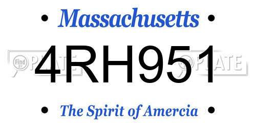 4RH951 Massachusetts License Plate