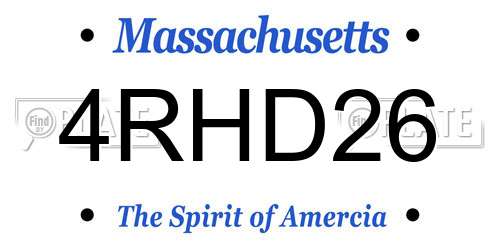 4RHD26 Massachusetts License Plate