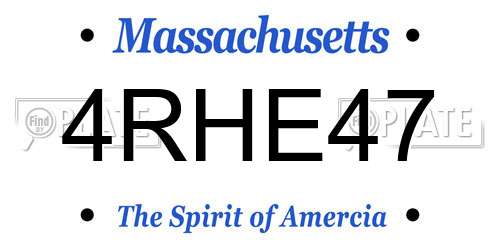 4RHE47 Massachusetts License Plate