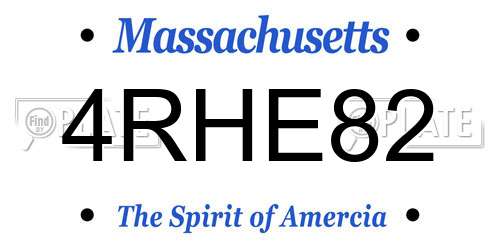 4RHE82 Massachusetts License Plate