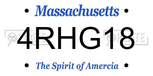 4RHG18 Massachusetts License Plate