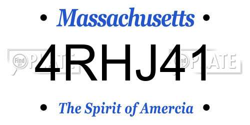 4RHJ41 Massachusetts License Plate