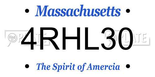 4RHL30 Massachusetts License Plate