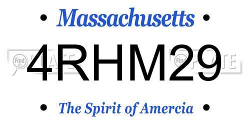 4RHM29 Massachusetts License Plate