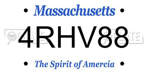 4RHV88 Massachusetts License Plate