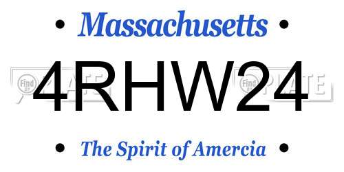 4RHW24 Massachusetts License Plate