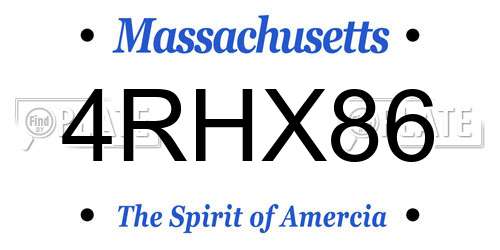 4RHX86 Massachusetts License Plate