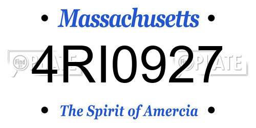 4RI0927 Massachusetts License Plate