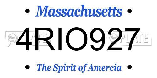 4RIO927 Massachusetts License Plate