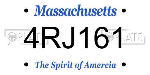 4RJ161 Massachusetts License Plate