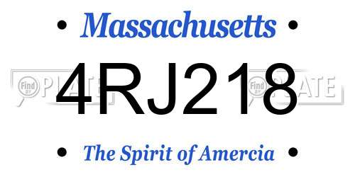 4RJ218 Massachusetts License Plate