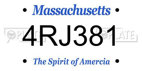 4RJ381 Massachusetts License Plate