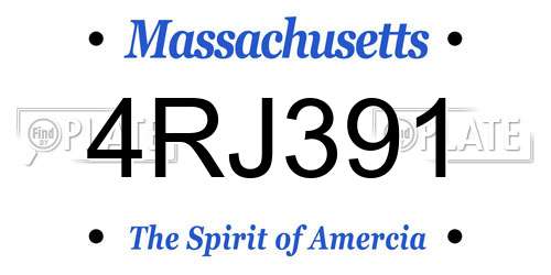 4RJ391 Massachusetts License Plate