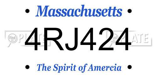 4RJ424 Massachusetts License Plate